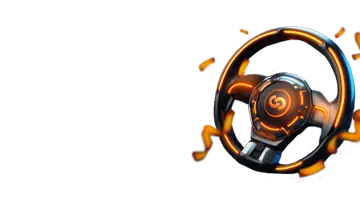 Изображение высокотехнологичного руля, представляющее пятничный бонус в Unlim онлайн-казино с динамичной гоночной темой.